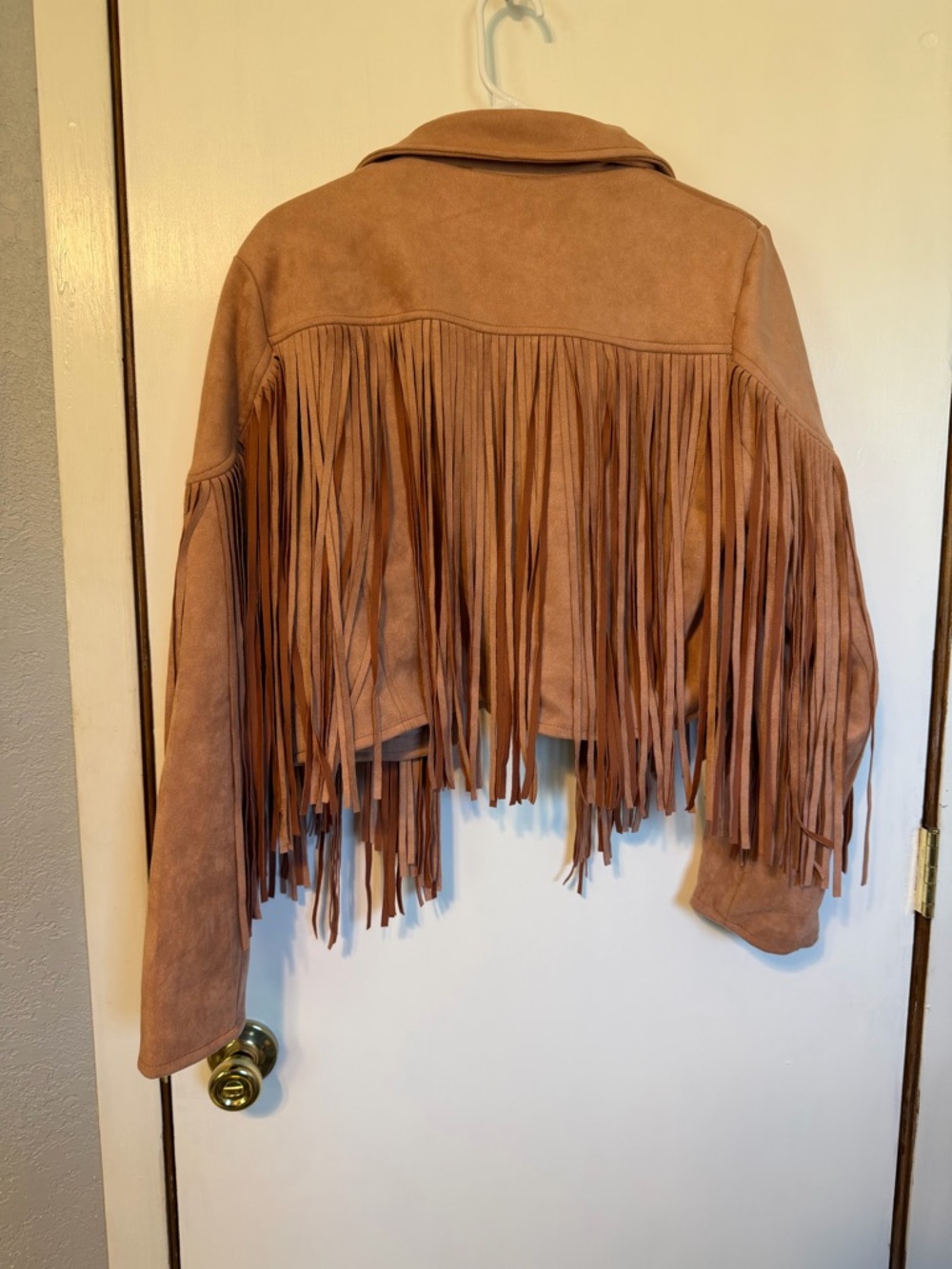 Fringed Suede Crop Jacket - Coral - Picture 3 of 3